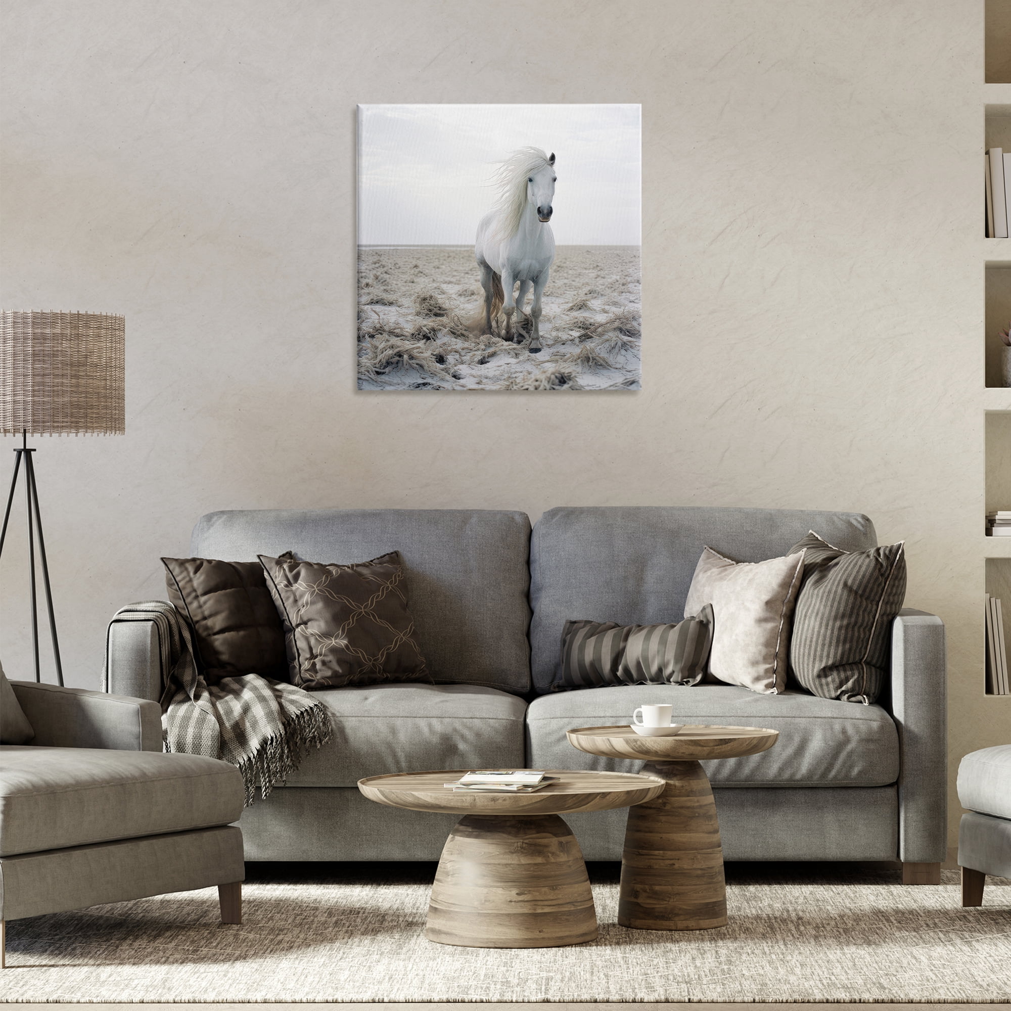 Stupell Industries Windswept Beach Horse Animals Photography Wrapped Canvas Art Print Wall Art, 24 x 24