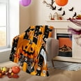 thumbnail image 3 of Halloween Blanket Happy HalloweenSoft Throw Blanket - Halloweens Themed Gift with Trick or Treat Pumkin Ghost Witch Black Cat Spider Bat Skull 50" X 60", 3 of 5
