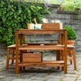 thumbnail image 5 of Martha Stewart Kids Outdoor Craft Table and 2 Bench Set: Acacia Wood Activity Desk w/ Crate, Caddy, and Storage Shelves | Kids Play & Picnic Table w/ Benches for Backyard, Patio, Outdoor Classrooms, 5 of 9