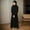 Black, variant on Muslim Girls Dresses Round Neck Ruffled Kid Solid Color Dress With Pattern Flounce Abaya Maxi Arabic Dresses,Size 7-8 Years