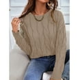 thumbnail image 5 of GJSYRH Vintage Womens Pullover Sweater 2022 Women's Elegant Soft Crewneck Long Sleeve Hollow Knitted Pullover Sweater Tops for, 5 of 5