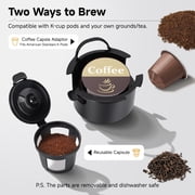 MINI Single Serve Coffee Maker,Instant Coffee Maker One Cup for K Cup & Ground Coffee,Portable Capsule Coffee Machine with 6 to 14oz Reservoir,90 Seconds Fast Brewing and One Button Operation