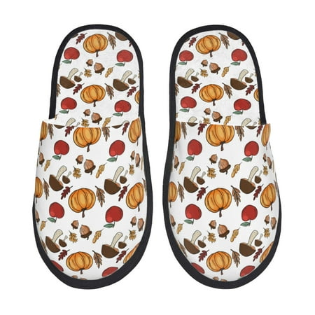 Balery Maple leaf nut Mushroom Slient Indoor Furry Fleece Comfort House Shoes Soft Non-Slip Home Shoes Cotton slippers House Slippers-- Medium