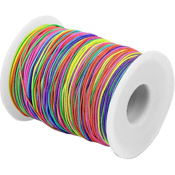 Cordón elástico de color arcoíris de 1mm/100m, cordón artesanal de hilo de tela elástica con 1mm de diámetro para collar, pulsera, manualidades, lazos para el pelo, disfraces artesanales ShuxiuWang 8390613685285