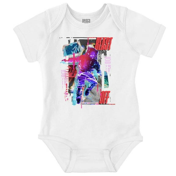 Cutout MTV Logo Moon Man Blast Off Romper Boys or Girls Infant Baby Brisco Brands NB