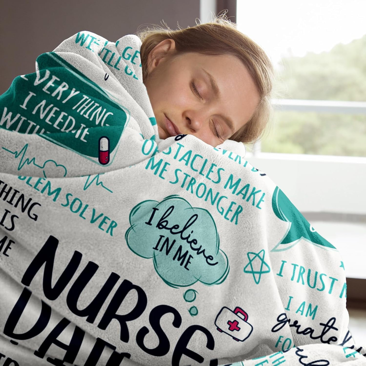 Nurse Gifts for Women Men- Soft Nurse Blanket with Nurse Daily Affirmations- LPN RN Gifts for Nurses Practitioner, Nurses Week/Day Gifts, Nursing School Graduate Birthday Appreciation Gifts