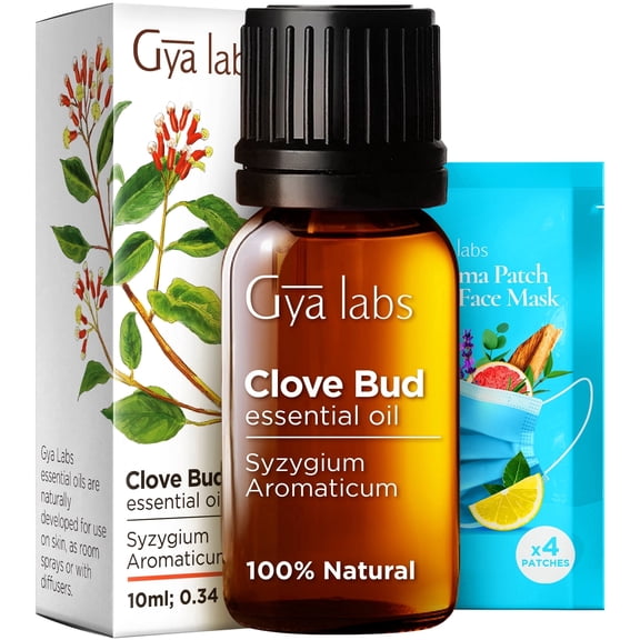 Gya Labs Clove Oil for Oral Care and Discomfort, Clove Essential Oil for Hair, Skin, Teeth and Gums (0.34 fl oz)