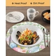 thumbnail image 3 of 15 Inch Round Placemats Set of 6, Easter Non Slip Heat Insulation PP Table Mats, Spring Bunny Colorful Eggs Floral Leaves Grey Plaid Washable Place Mats for Kitchen Dining Party Table Decor, 3 of 7