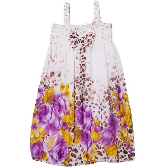 Wenchoice Girl's Purple & Yellow Floral Baby Doll Dress - S(1T-2T)