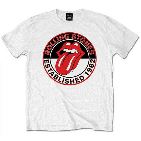 The Rolling Stones T Shirt White Est 1962 Tongue Band Logo Official Mens