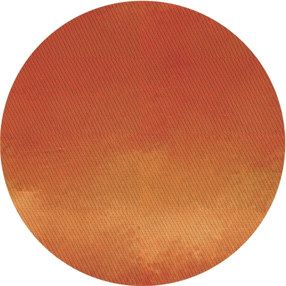 Ahgly Company Machine Washable Indoor Round Transitional Neon Orange Area Rugs, 7' Round
