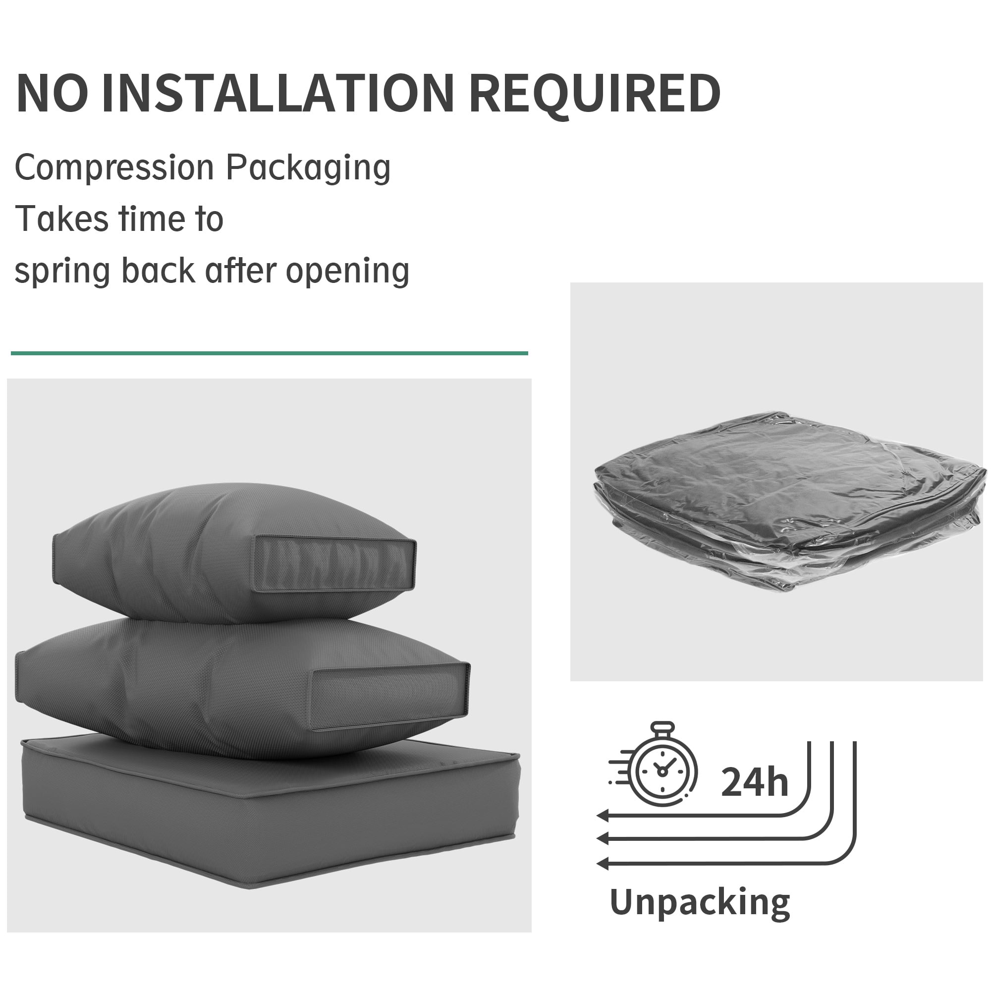 MRUAKA Outdoor Cushions for Patio Furniture Replacement, Patio Furniture Cushions, Deep Seat Patio Cushions, Patio Seat Cushions for Outdoor Sectional (Grey)