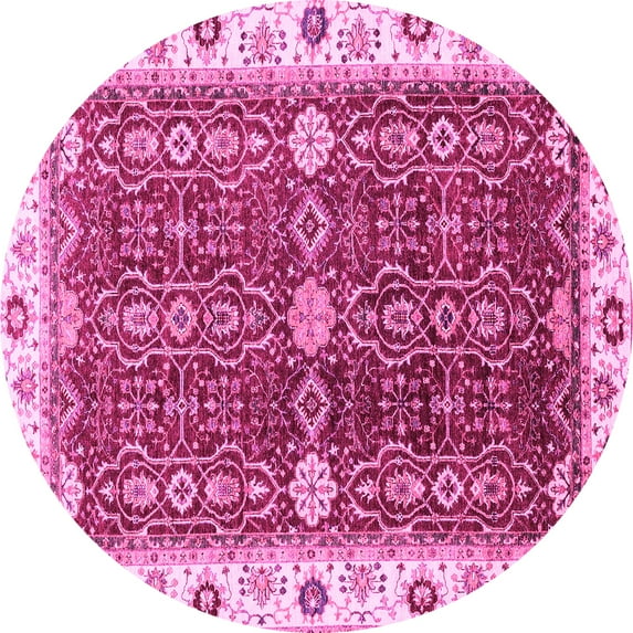Ahgly Company Indoor Round Oriental Pink Modern Area Rugs, 3' Round