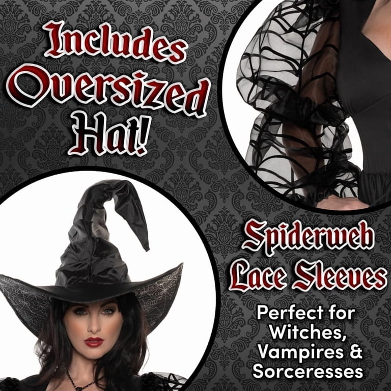 Halloween Witch Hat Set Women Renaissance Accessories Costume Cosplay Amazon.com: Geyoga 4 Pcs Halloween Witch Costume Set for  main image 3
