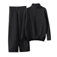 thumbnail image 2 of Lilgiuy Womens Leisure Knit Sets Two Piece Turtleneck Long Sleeve Pullover Sweater Tops Soft Comfort Pants Tracksuit for Hiking Biking, 2 of 5