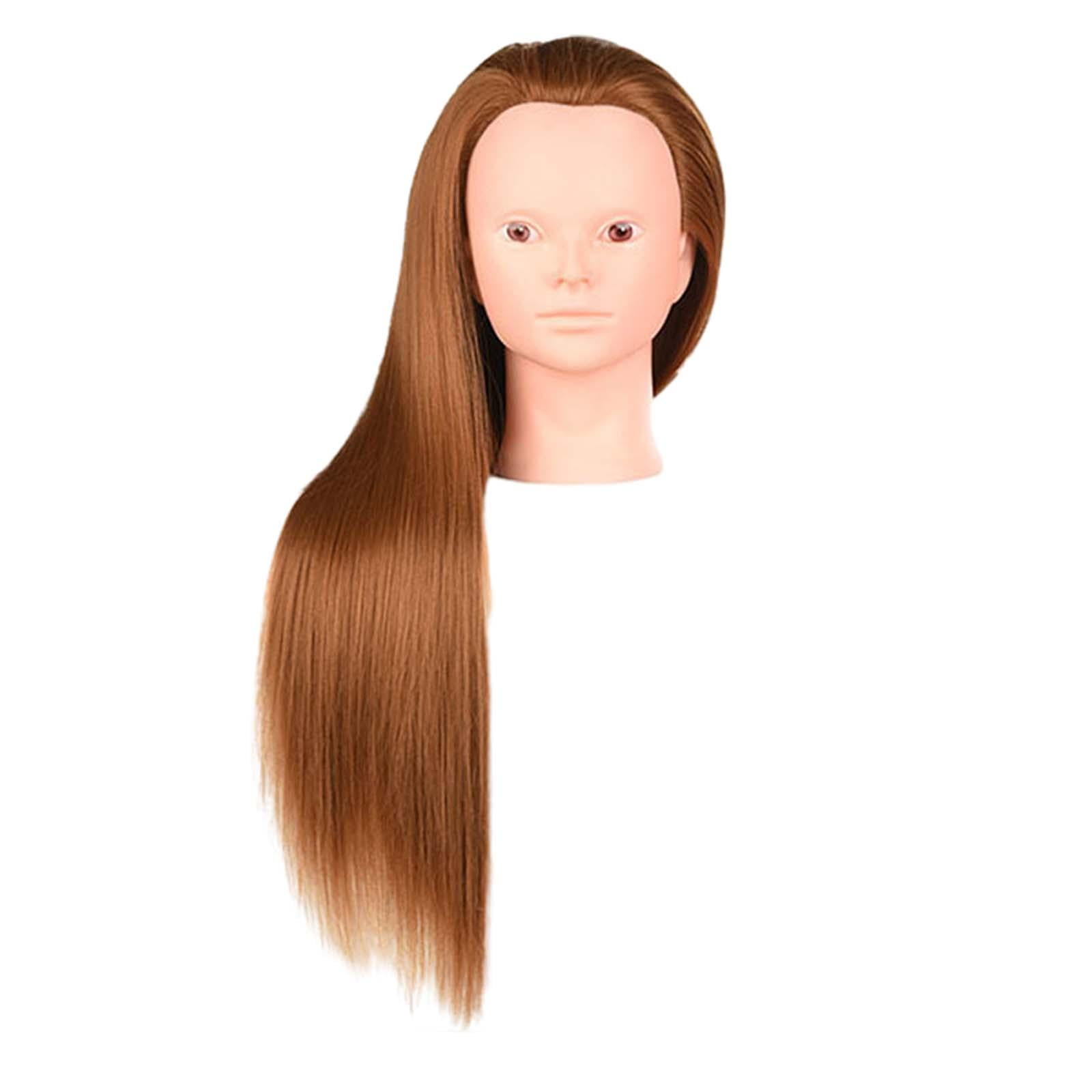 Hair Training Head Mannequin Head Hairstyling Multipurpose Long Hair Manikin Doll Head for Cutting DIY Cosmetology School Students Braid , Gold without Makeup