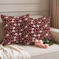 thumbnail image 2 of Red White Floral Outdoor Waterproof Pillow Covers, Farmhouse Retro Botanical Leaves Decorative Square Throw Pillowcase Sofa Cushion Sham for Patio/Couch/Chair, 18"x18" 2 Pack, 2 of 8