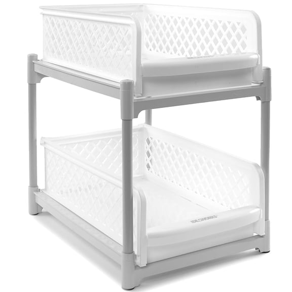 IdeaWorks Slide Out Storage Organizer Basket Drawers, 17 Inch, White