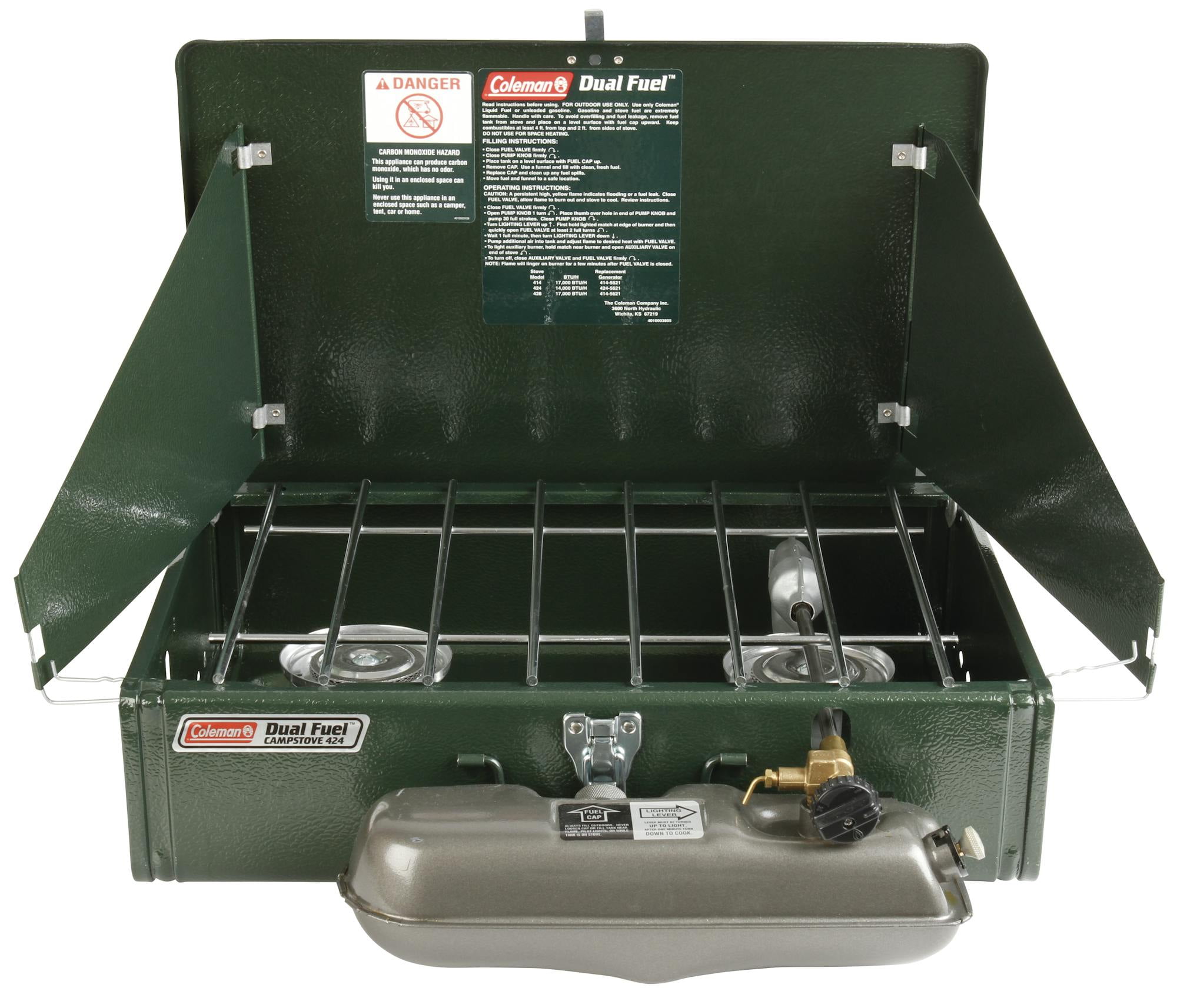 Coleman Guide Series 424 Dual Fuel 2-Burner Camp Stove, 14,000