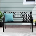 thumbnail image 5 of Dextrus Outdoor Bench 50" Metal Bench with Cloth Storage Bag Rhombus Pattern Patio Bench with Backrest and Armrest for Porch Lawn Balcony Backyard and Indoor Black, 5 of 5