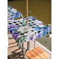 thumbnail image 2 of Outdoor Tablecloth with Umbrella Hole for Patio/Picnic/Party/Camping, Spring Flowers Waterproof Table Cloth Square Cover Washable, Watercolor Blossom Floral Black Plaid (60"x 60"), 2 of 8