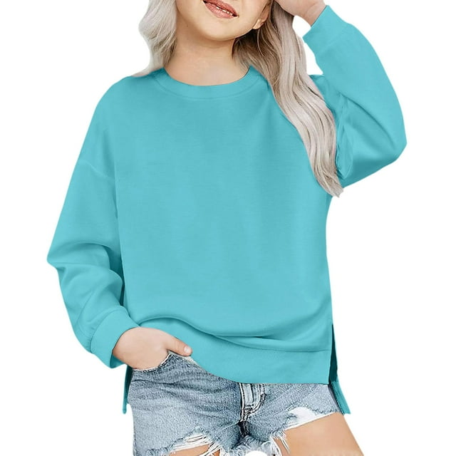 Vêtements Solides pour Enfants, Chandail à Capuche à Manches Longues et Col Rond, Chandail Confortable pour Garçons, 16-18 Ans