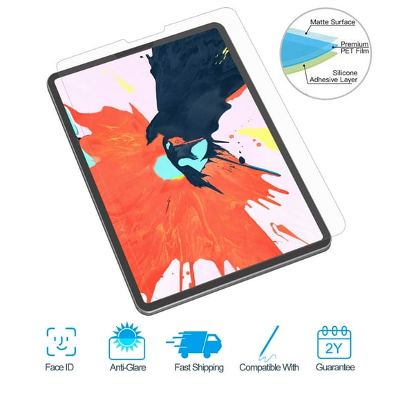 (2 Pack) iPad Pro 12.9 3st Generation Screen Protector 2018, Allytech Crystal Clear Bubble Free Anti-Fingerprint Anti-Scratch Tempered Glass Screen Protector for Apple iPad Pro 12.9 2018