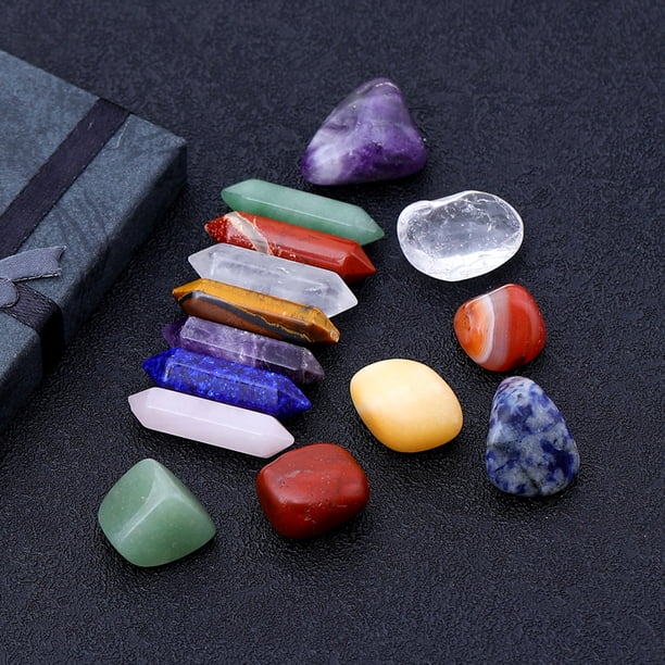 LYD 14 Uds. Conjunto de combinación de piedras curativas de energía de siete Chakras piedras preciosas de cristal Natural adornos de columna Hexagonal LYD 1027409