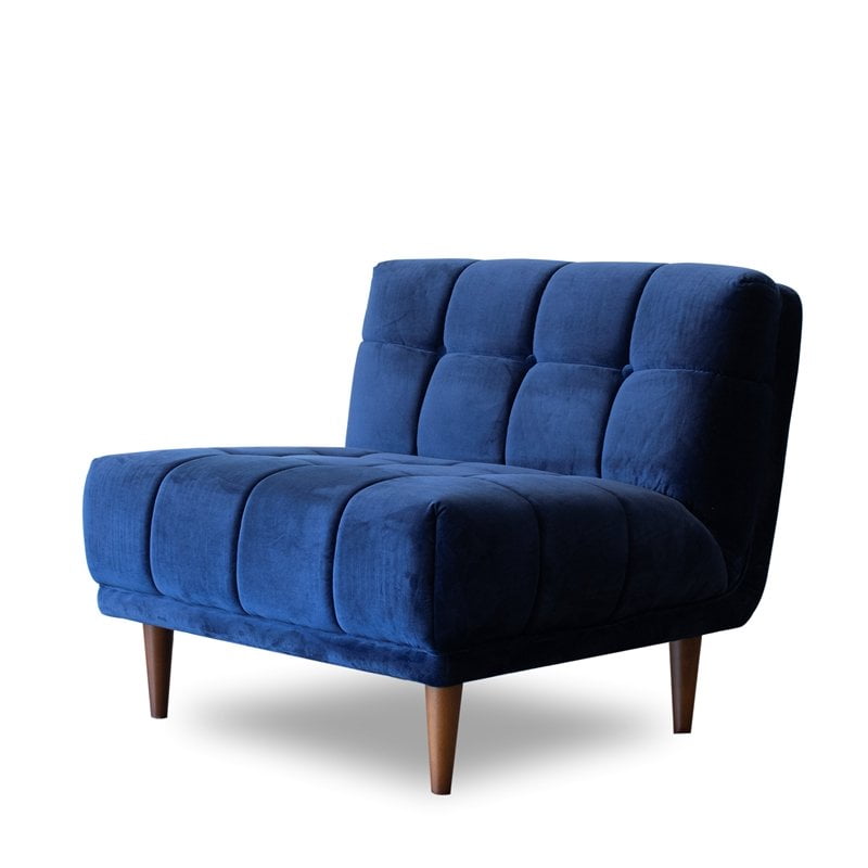 MidCentury Modern Allen Armless Seaside Gray Fabric Lounge Chair