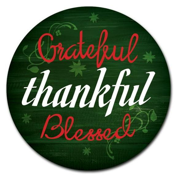 SignMission Corrugated Plastic Sign With Stakes 24" Circular - Grateful Thankful Blessed | Coroplast Yard Sign With Stake |  Made in the USA