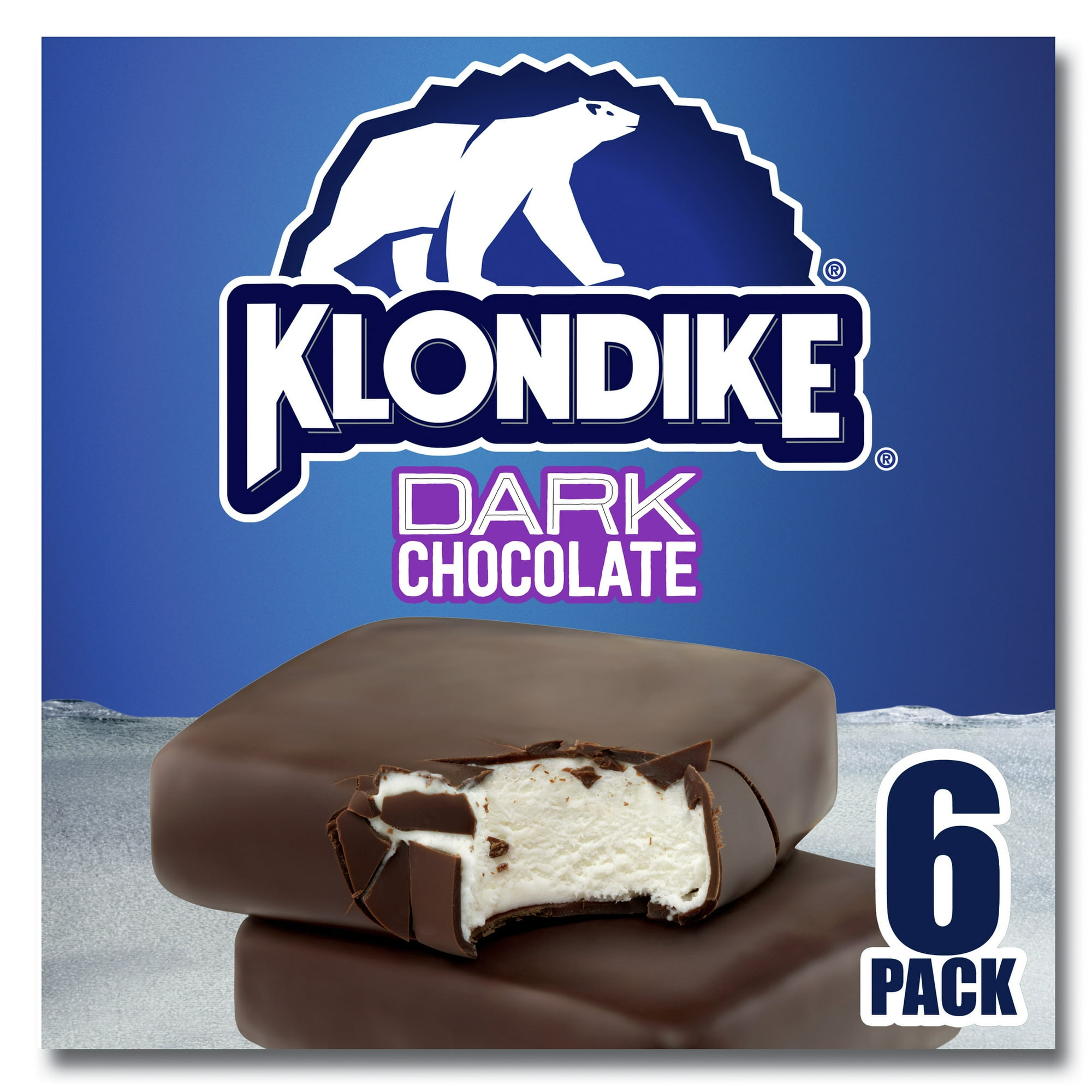Klondike Dark Chocolate Frozen Dairy Dessert Bars Kosher Certified Frozen Dessert Made With No Artificial Growth Hormones 4.5 fl oz, 6 Count