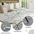 thumbnail image 6 of 63" Rectangular Clear Tempered Glass Dining Table for 4-6 People, Modern Kitchen Table with X-Shaped Metal Base, Dining Table for Dining Room, Living Room, 6 of 7