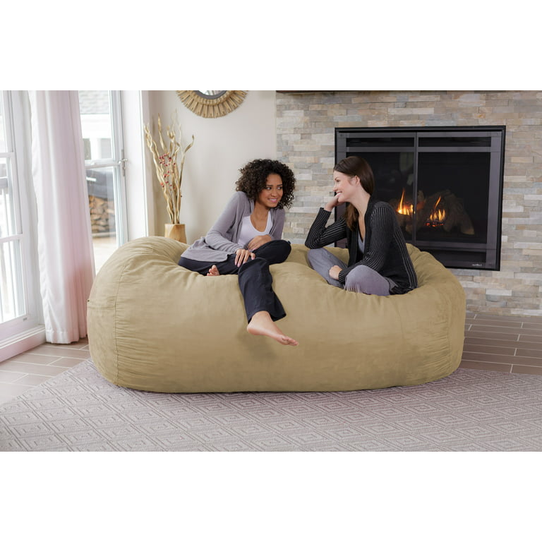 7ft Bean Bag Chair, Giant Soft Fluffy Faux Fur Bean Bag Cover Washable  Jumbo Bean Bag Sofa Chair - XXL Sack Chair for Dorm, Family Room(Only  Cover, No