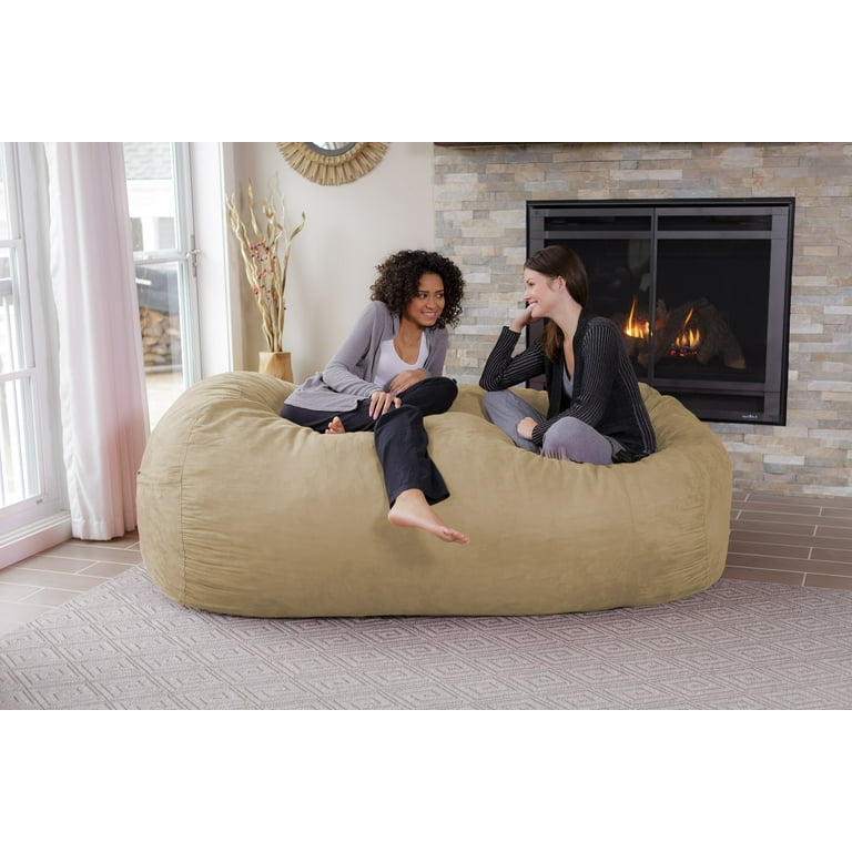 7ft Bean Bag Chair, Giant Soft Fluffy Faux Fur Bean Bag Cover Washable