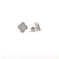 thumbnail image 5 of Om Jewels 14K White Gold Plated Moissanite Round Cut Women's Clover Leaf Push Back Stud Earrings, 5 of 6