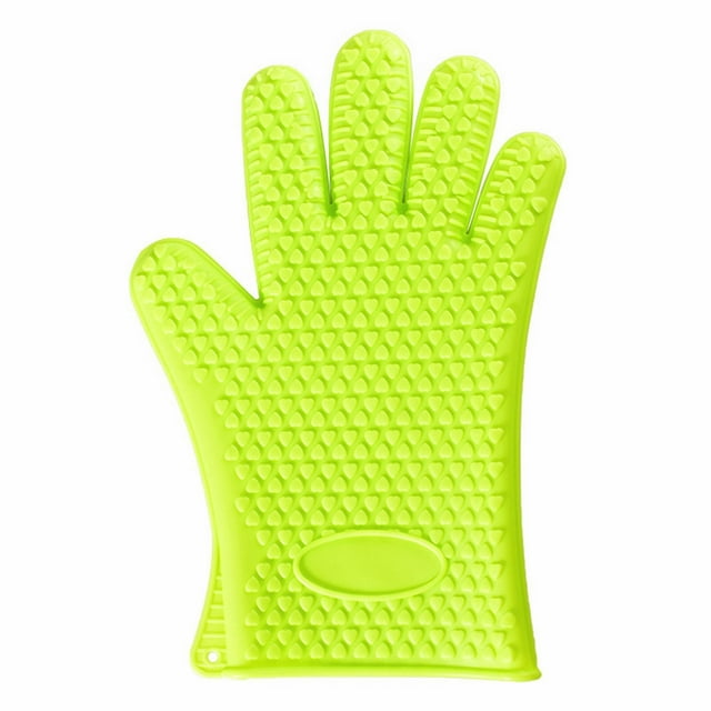 Less Than 5 Oven Mitts Silicone Five Finger Gloves Silicone Gloves for Oven Microwave Extraction Super Long Silicone Oven Gloves Heat Pan Pad Heart Pattern