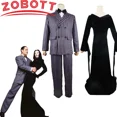 thumbnail image 2 of Disfraz de Morticia de Gomez Addams, disfraz de Anime, traje de carnaval, abrigo, camisa, pantalón, corbata, traje, uniforme de fiesta, 2 of 5