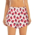 thumbnail image 2 of Goofa Strawberry Printed Women 2 in 1 Running Shorts,Quick Dry Athletic Workout Shorts,High Waisted Athletic Shorts with Liner Pockets-Large, 2 of 9