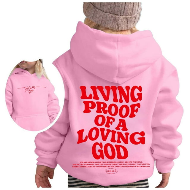 PMVFHDE Liquidation Chandails en Molleton pour Enfants à Capuche Imprimé Alphabet Manches Longues Col Rond, Rose, 6-8 Ans