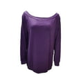 thumbnail image 5 of YYDGH Women Long Sleeve Off Shoulder Tops Casual Loose Fit Pullover Shirts Solid Color Sweatshirt Purple XXL, 5 of 5