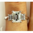thumbnail image 2 of HeartsAndYou 3ct Emerald Cut Moissanite Classic Trilogy Engagement Ring for Women 18k White Gold over Silver, 2 of 8