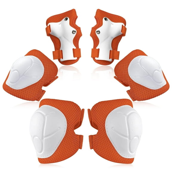 Kids Protective Gear Set, Knee Pads for Kids 2-8 Years Toddler, Knee and Elbow Pads with Wrist Guards for Skating Cycling Bike, Orange