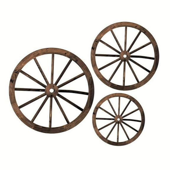 Wooden Wagon Wheel Decor,Old Western Western Wall Decor Farmhouse Wagon Wheels Rustic Yard Wall Art Decor Hanging Decorative Wheels for Garden Home Bar Garage