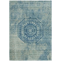 SAFAVIEH Valencia Fergal Transitional Polyester Area Rug, Blue/Multi, 5' x 8'