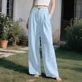 thumbnail image 2 of Posijego Dress Pants for Women Cotton Linen Wide Leg High Waisted Trousers Business Casual Office Linen Pants with Pockets, 2 of 6