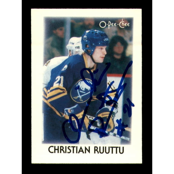 Christian Ruuttu Autographed 1987-88 O-Pee-Chee Minis Card #37 Buffalo Sabres SKU #251684