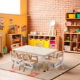 thumbnail image 5 of YUKOOL Kids Table and 6 Chair Set - Multi-Functional, Adjustable Height, Ergonomic Design, HDPE Material,Brown, 5 of 5