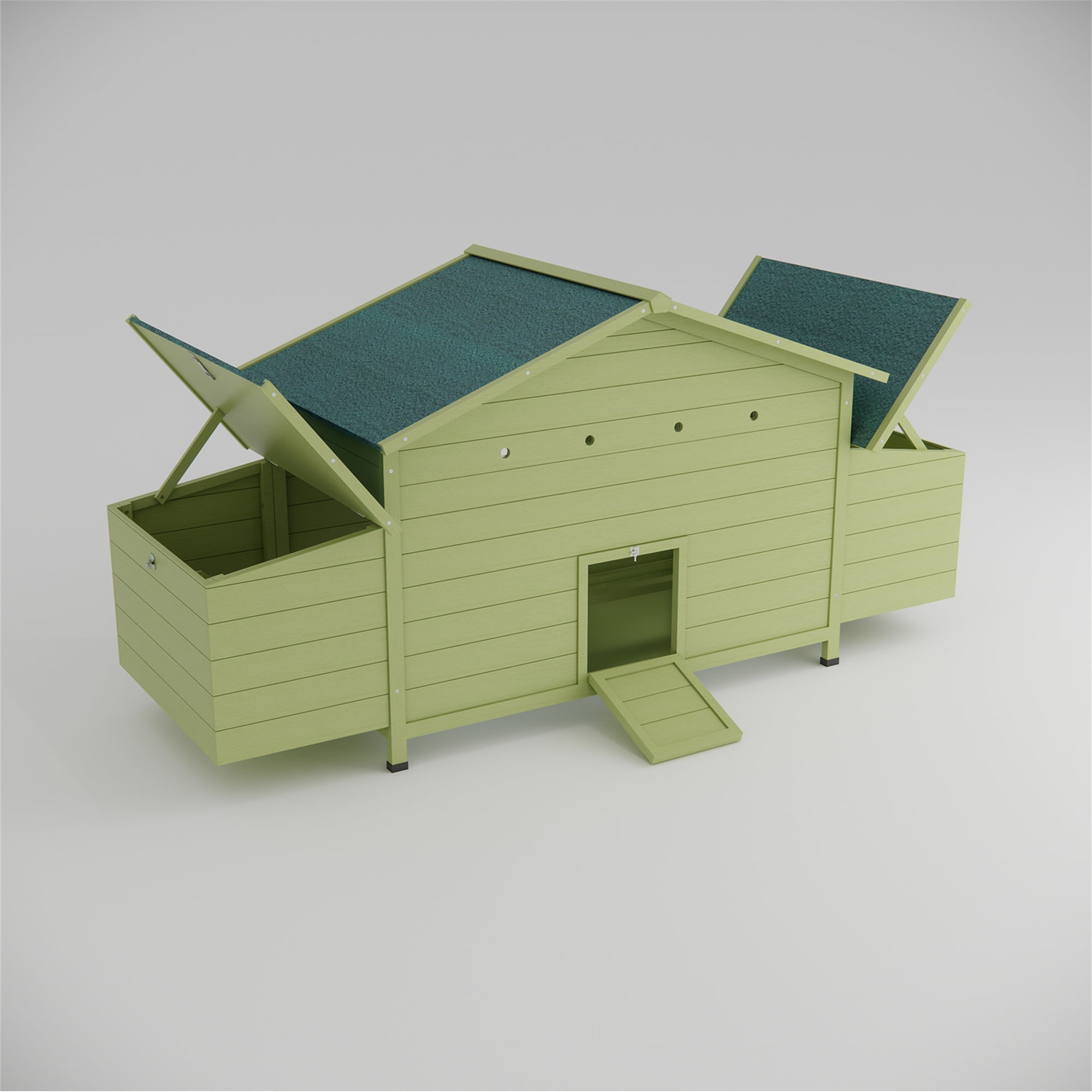 Aukfa 70" Large Chicken Coop Wooden 4 Nesting Boxes Chicken Cage for Outdoor, Backyard, Green
