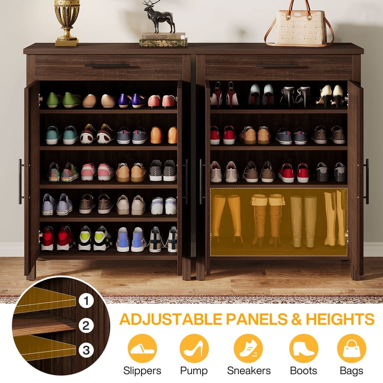 Tribesigns 5-Tier Shoe Cabinet, Shoe Cabinet with Louvered Doors