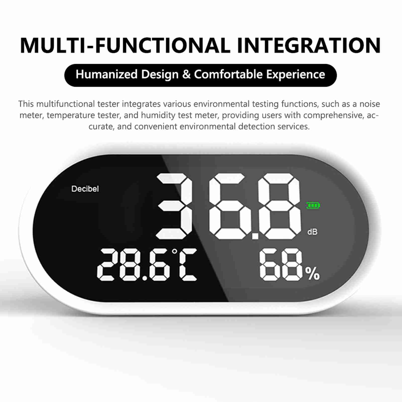 Decibel 3in1 Comprehensive Ambient Temperature Humidity Noise Tester Digital Display Decibel Test Meter Sound Level Meter
